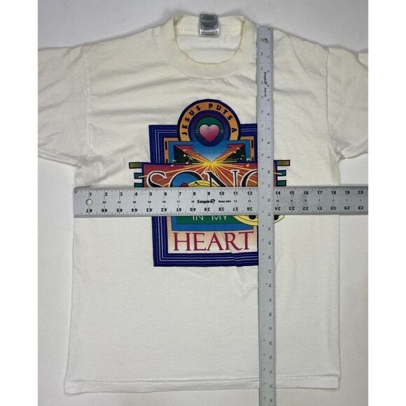 VINTAGE Jesus Puts A Song In My Heart 1997 T-shirt Women Medium God Religion - Picture 8 of 8